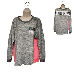 Victoria's Secret Pink Round Neck Sweatshirt Gray/Pink Size Medium